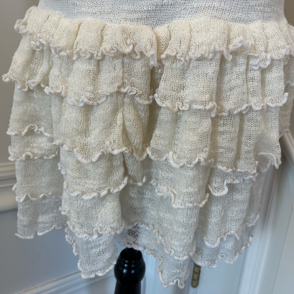Y2K Romantic Vintage Victorian Boho Western Style Ivory Sheath Ruffled Dress - Picture 8 of 14